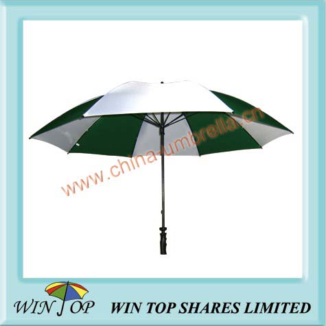 Green and white golf umbrella